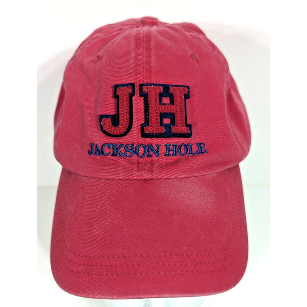 Jackson Hole Red Hat "JH" Patch Strapback Cap Unisex Authentic Head Gear Classic